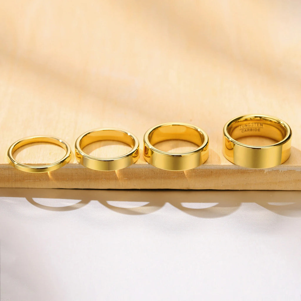 2/4/6/8mm Tungsten Carbide Ring for Men Women,Gold Plated Stacker Band, Pinky Ring Thumb Rings,Mid Finger Rings Gift