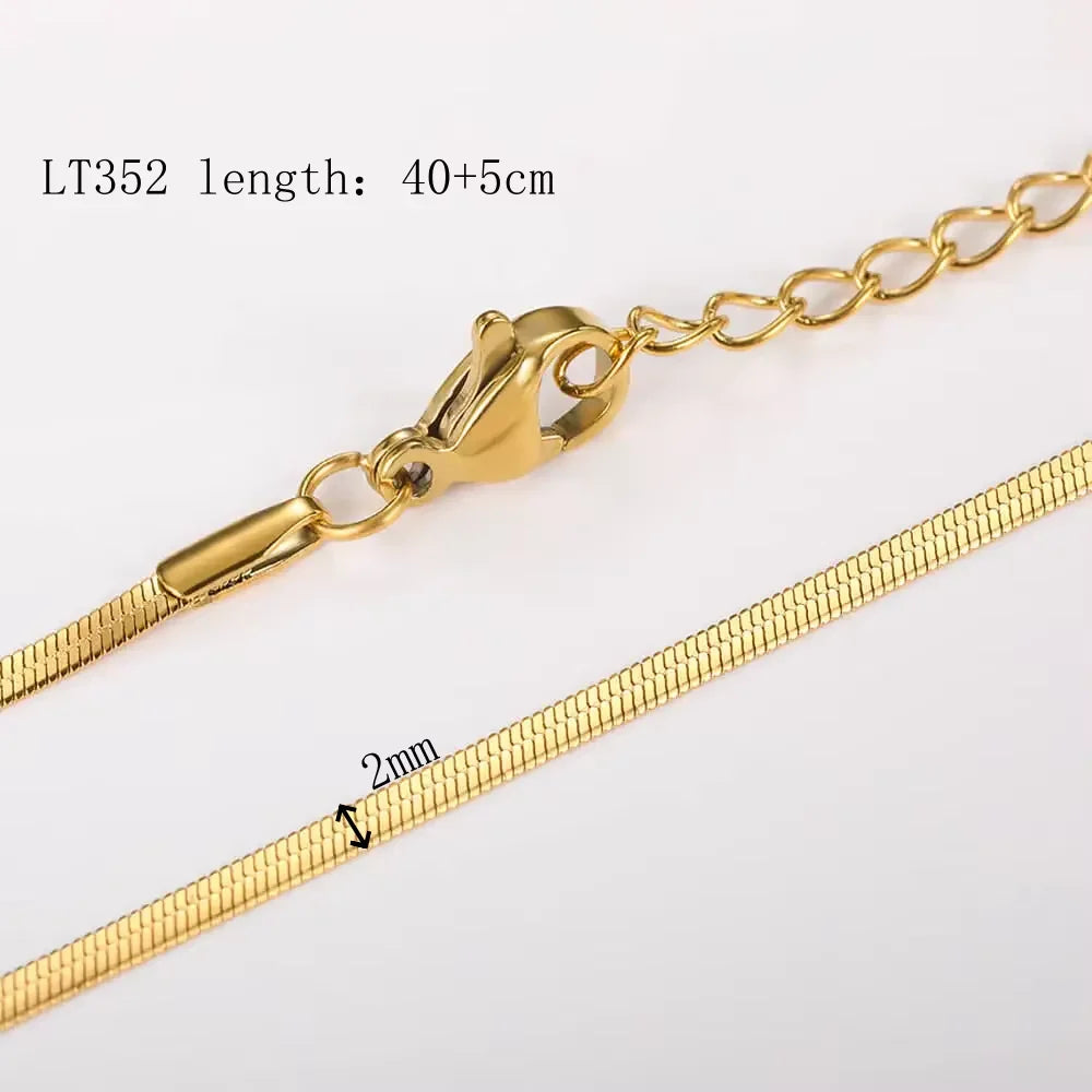 10pcs/Lot 45cm Stainless Steel 304 Link Necklace For Women Jewelry Making Accessories Diy Handmade Supplies Golden Silvery Chain
