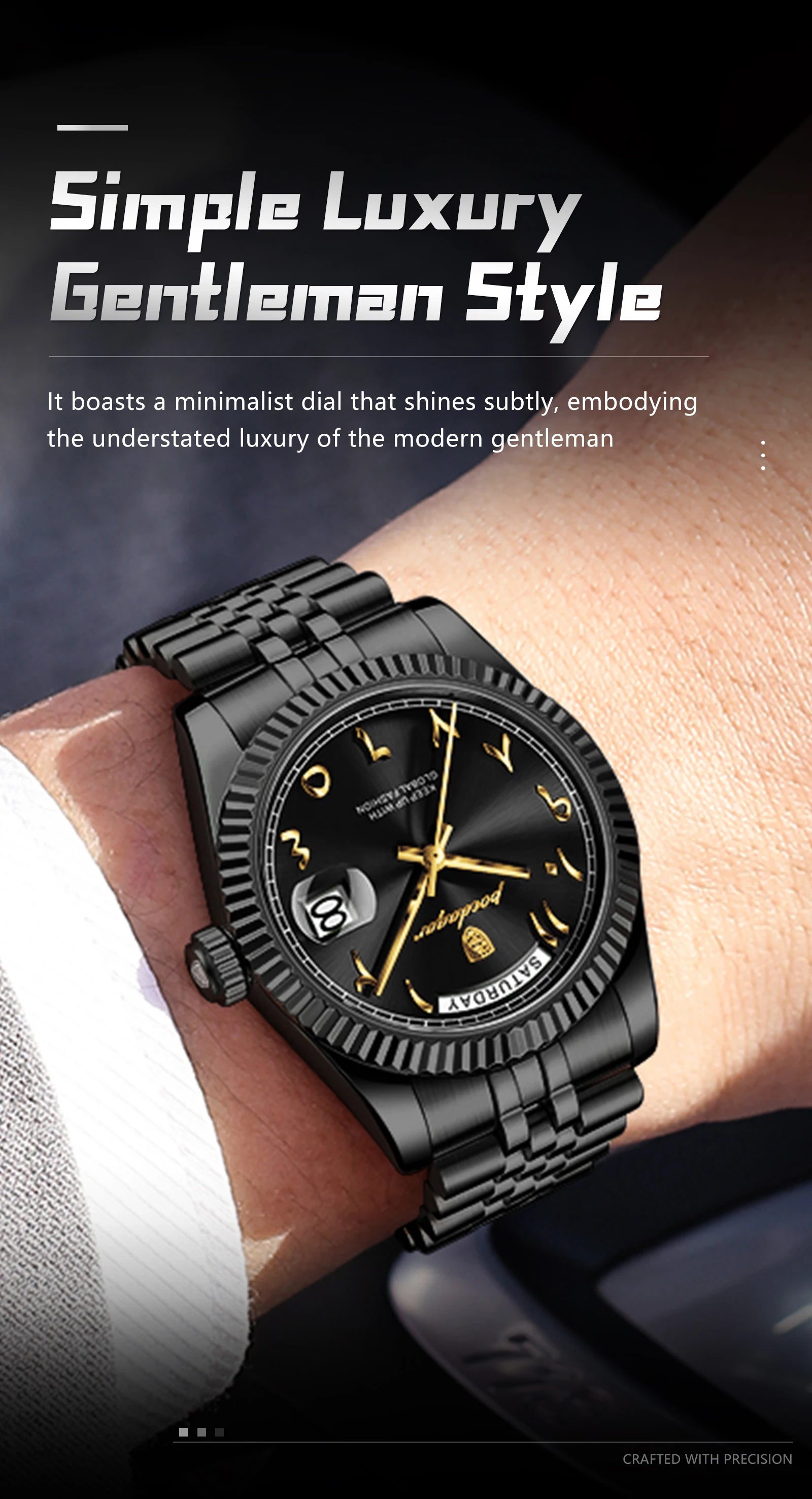 POEDAGAR Business Casual Male Clock Waterproof Date Week Fashion Men's Watch Stainless Steel Quartz Watches For Men Reloj Hombre