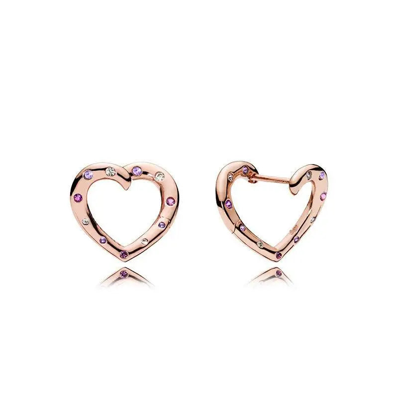 100%925 pure silver classic water-drop heart-shaped round stud earrings Perfect jewelry gift for women's birthday presents