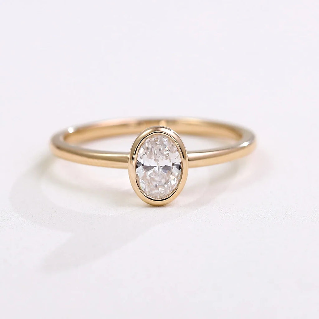 Provence 14K/18K solid gold stackable rings emerald oval pear lab diamond ring set engagement wedding ring custom jewelry gift