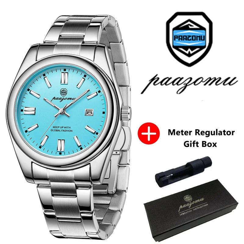 PAAZOMU Abstract Art Dial Men's Brand Authentic Trendy Fashion 2026 New High-quality Waterproof Luminous Quartz Watches Male+Box