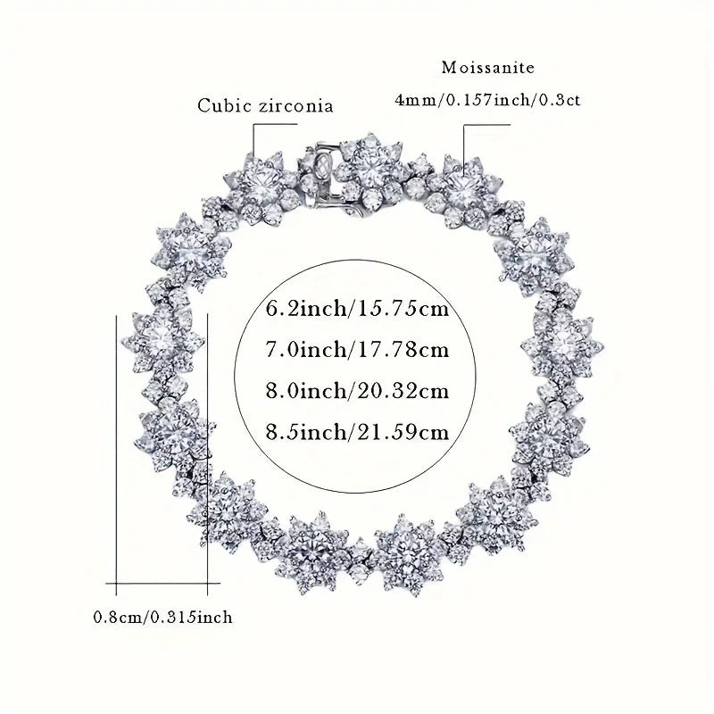 Metis D Color VVS1 Moissanite Bracelet For Women 925 Sterling Silver Diamond Sunflower Bangle Wedding Bridal Luxury Hand Jewelry