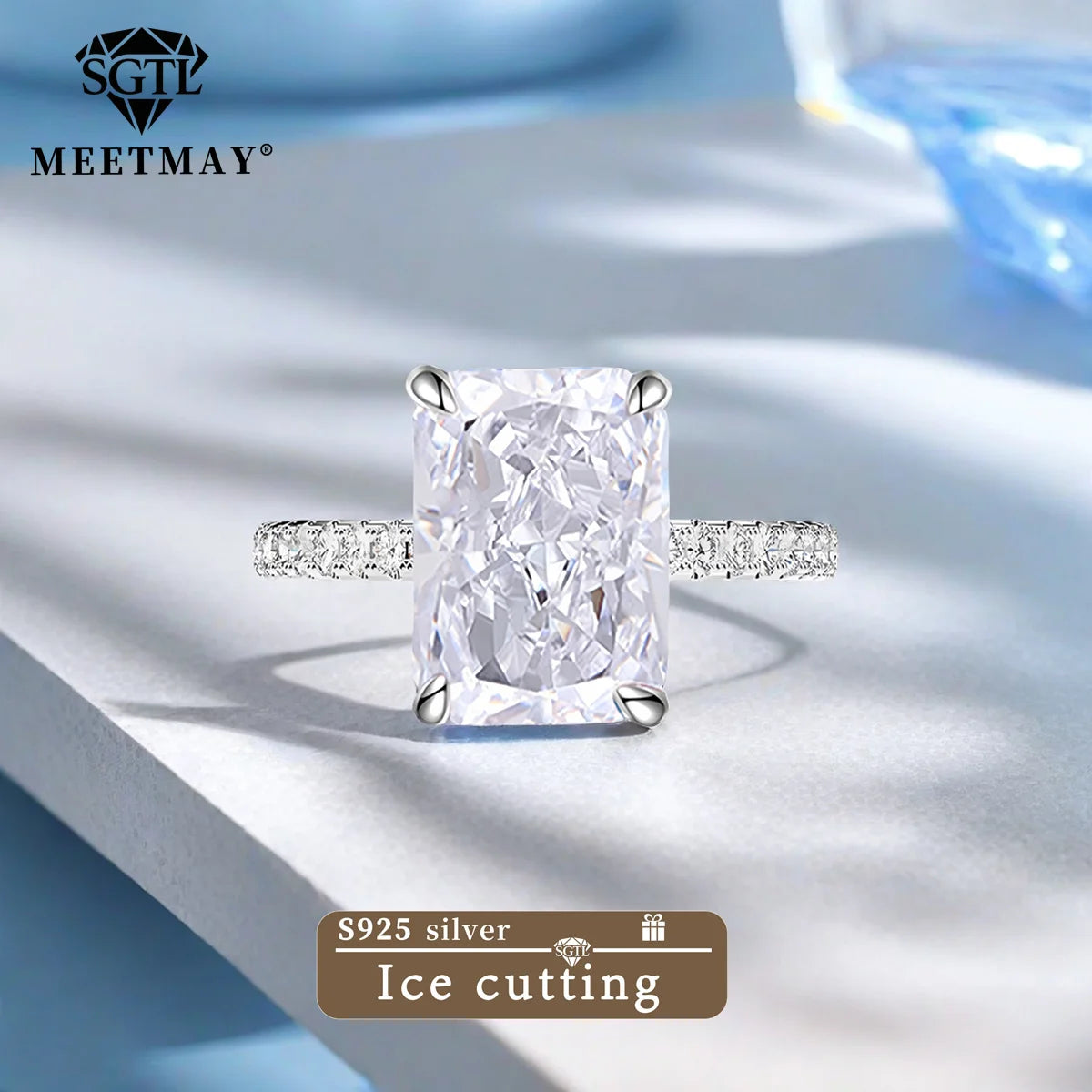 S925 Sterling Silver Tanzanite Blue Zircon Sparkle 5A Good Quality Ice Cut High Carbon Diamond Ladies Ring Fine Jewelry Women