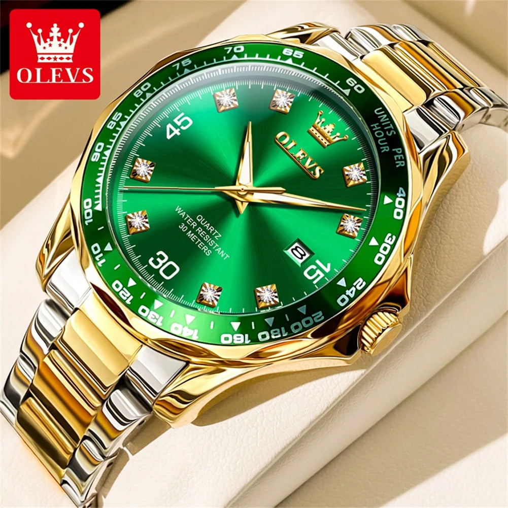 OLEVS Original Men's Quartz Watch Luxury Fashion Green Water Ghost Waterproof Men's Watch Top Class Business Sports Men's Watch