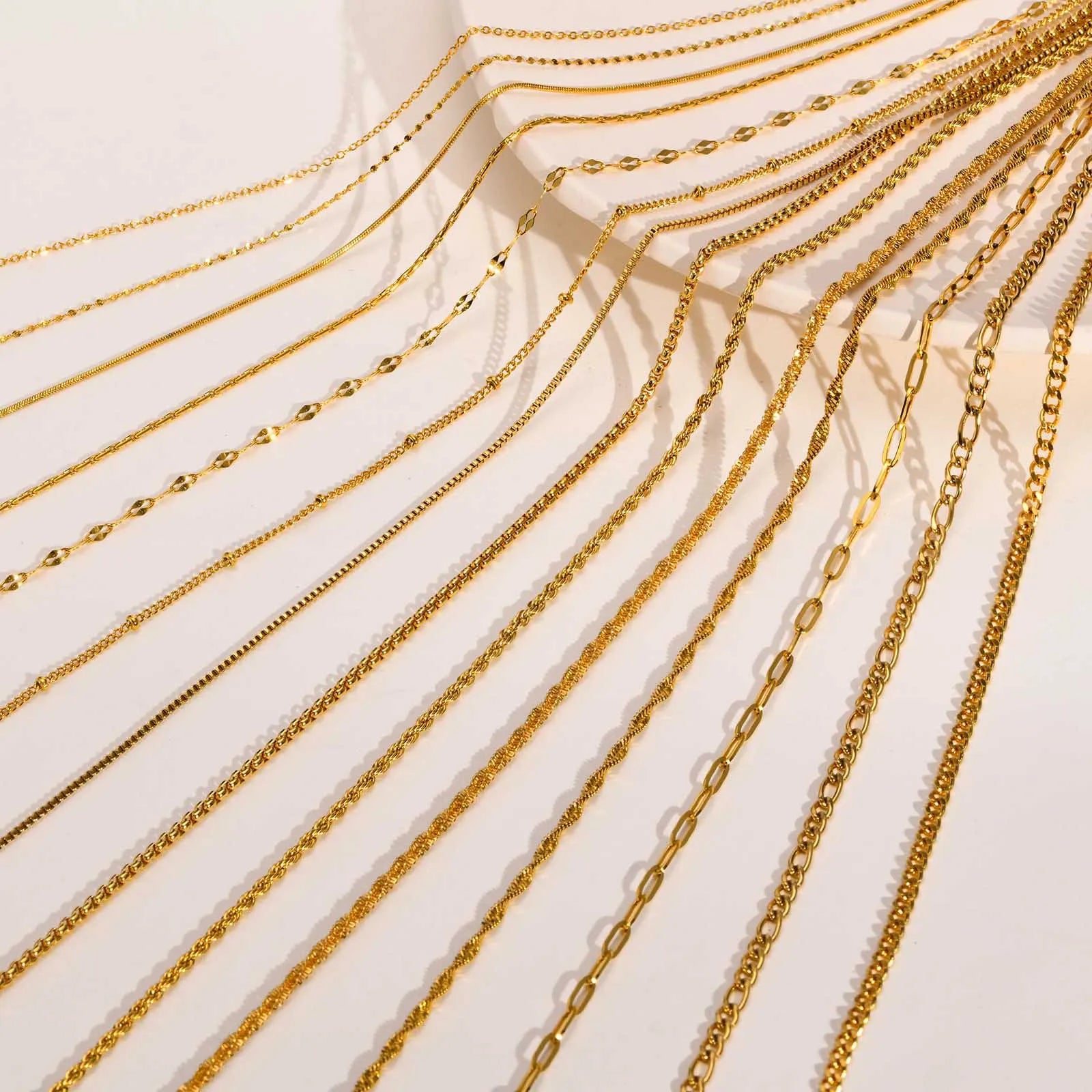 10pcs/Lot 45cm Stainless Steel 304 Link Necklace For Women Jewelry Making Accessories Diy Handmade Supplies Golden Silvery Chain