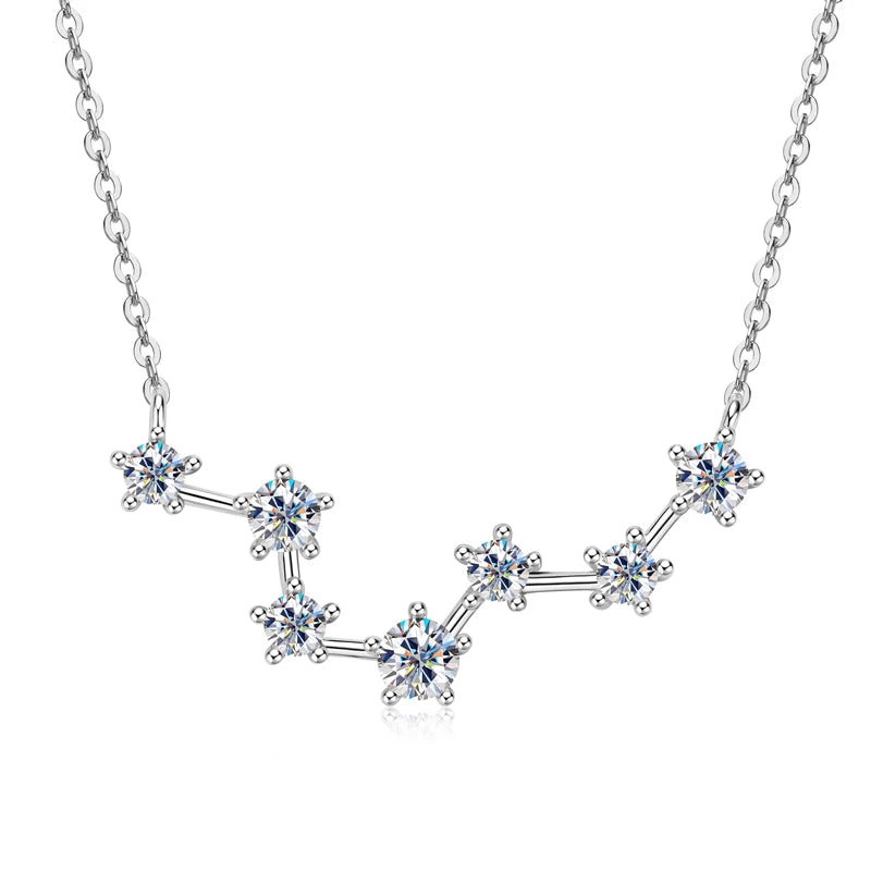 RAPRGOLD D Color VVS1 Certified Moissanite Big Dipper Pendant Necklaces S925 Sterling Silver Women's Jewelry Chains for Wedding