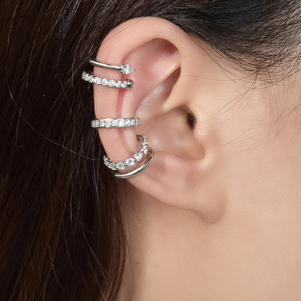 Serenity All D Moissanite Earrings for Women Men S925 Sterling Silver Lab Diamond Ear Clip Plated 18K No hole to wear Girl Gift