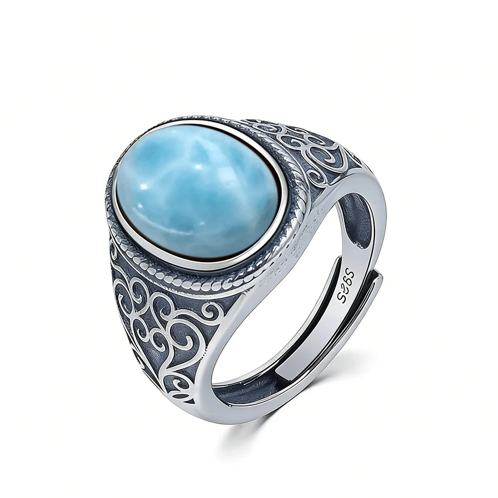 925 Sterling Silver Vintage Natural Tiger's Eye Stone 10*14MM Retro Style Large Stone Finger Rings Fine Jewelry For Men