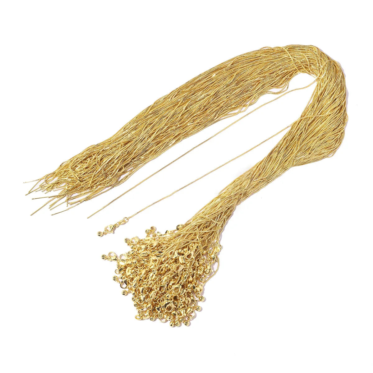 100pcs/lot 18k Gold Plated Removable Adjustable Box Chain Necklace For Women DIY Charm Pendant Jewelry Making Wholesale