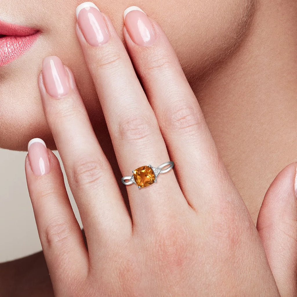 VISTOSO Authentic 14K 585 Yellow White Gold Ring For Women Diamond Sky Blue Topaz Citrine Delicate Anniversary Gift Fine Jewelry