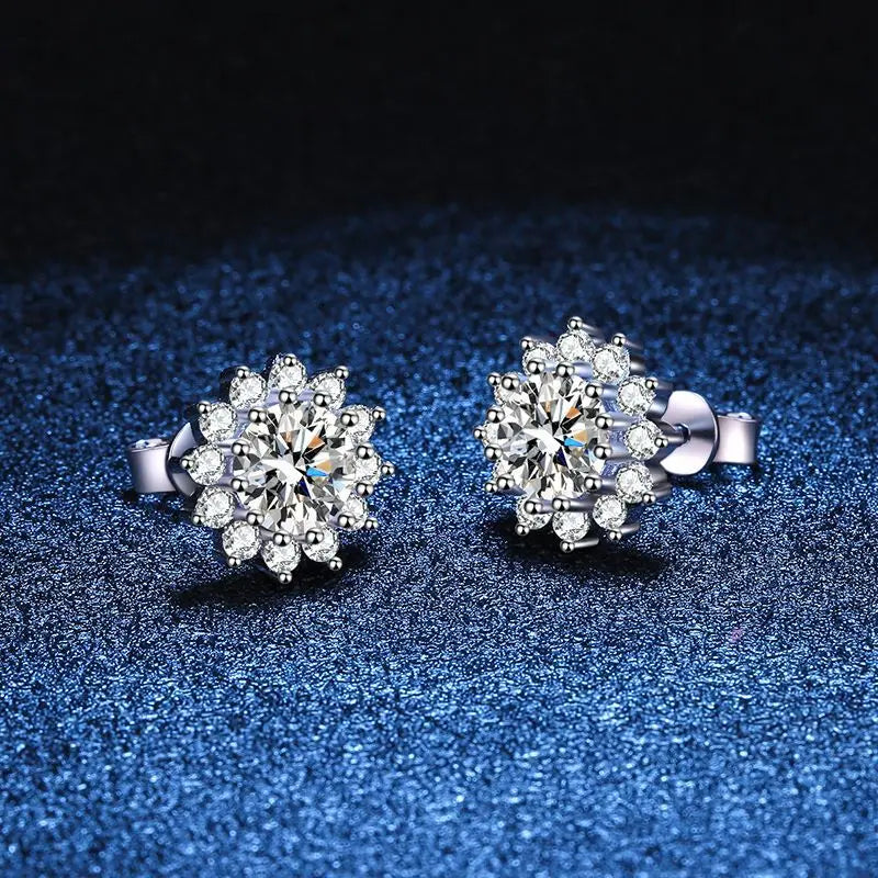 1.0 Ctx2 Pcs D Color VVS Women Moissantie Stub Earring 925 Sterling Silver Female Jewelry Women's Wedding Party Dating Gift