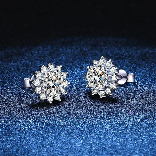 1.0 Ctx2 Pcs D Color VVS Women Moissantie Stub Earring 925 Sterling Silver Female Jewelry Women's Wedding Party Dating Gift
