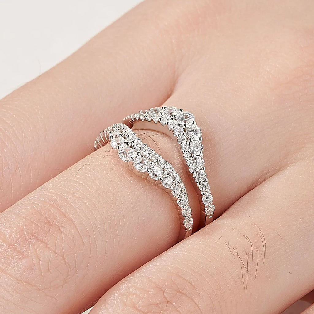 Newshe Certified Moissanite 925 Sterling Silver Ring Enhancer for Women Engagement Wedding Band Size 5-10