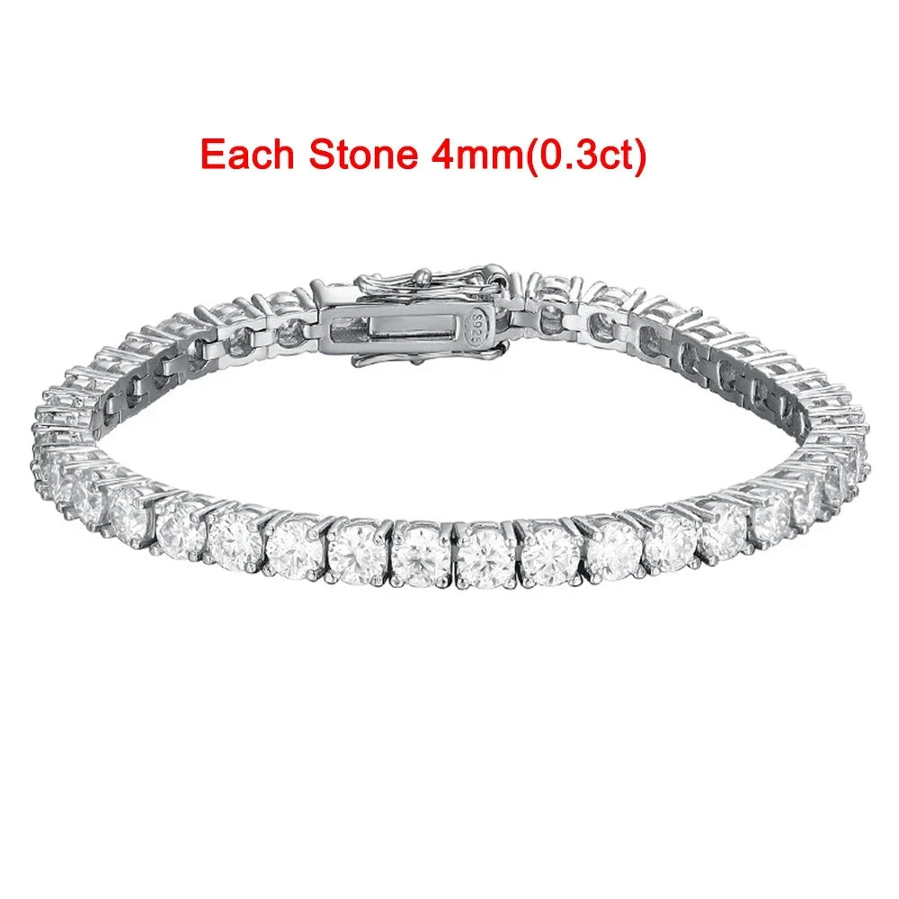 2-8mm D VVS1 Moissanite Tennis Bracelet For Women Men Sparkling Diamond GRA 925 Sterling Silver Plated 18k White Gold Bracelets