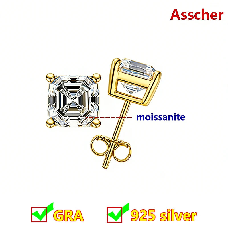 Premium 0.5ct-2ct Moissanite Earring For Women Classic Original 925 Sterling Silver Jewelry Moissanite Diamond Stud Earring