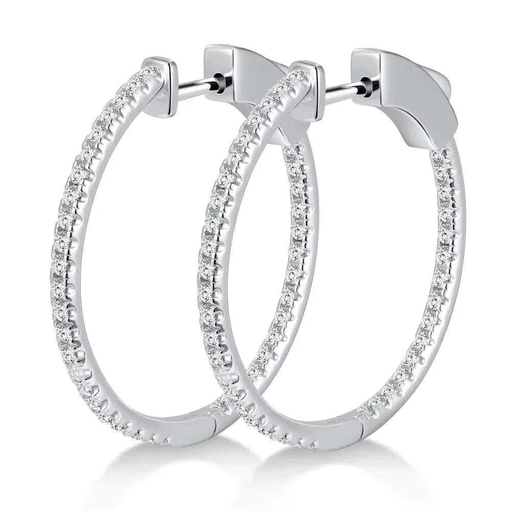 M-JAJA 1.14ct Moissanite Hoop Earrings Real 925 Sterling Silver for Women D Color VVS1 Lab Diamond Stud Earrings Wedding Jewelry
