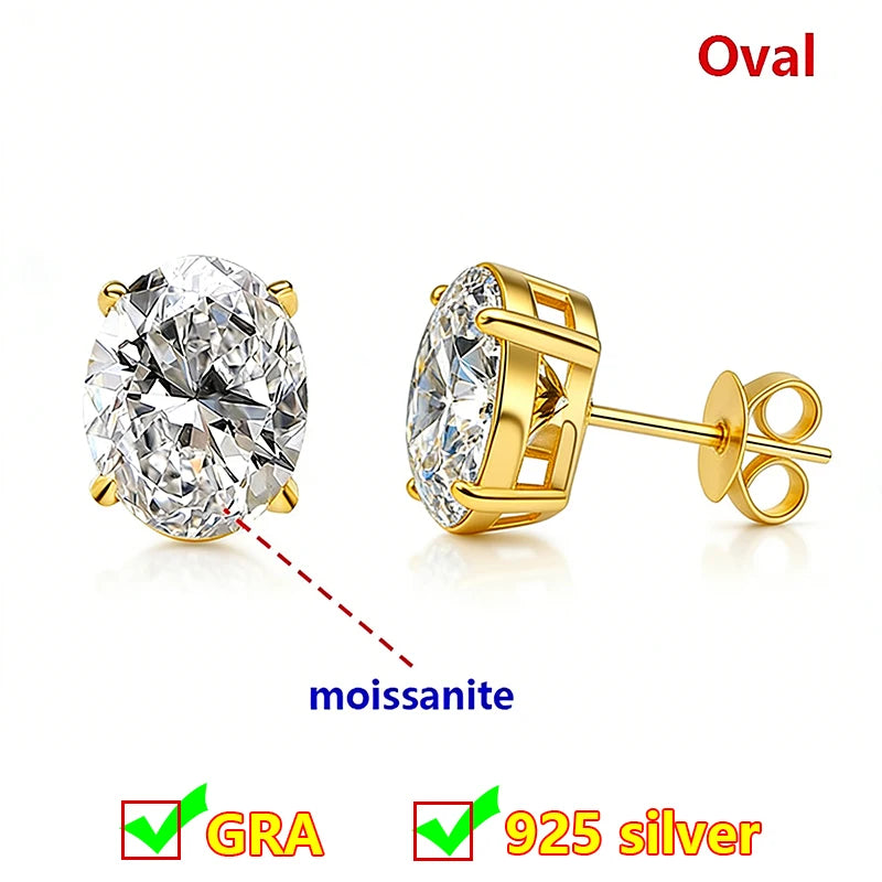 Premium 0.5ct-2ct Moissanite Earring For Women Classic Original 925 Sterling Silver Jewelry Moissanite Diamond Stud Earring