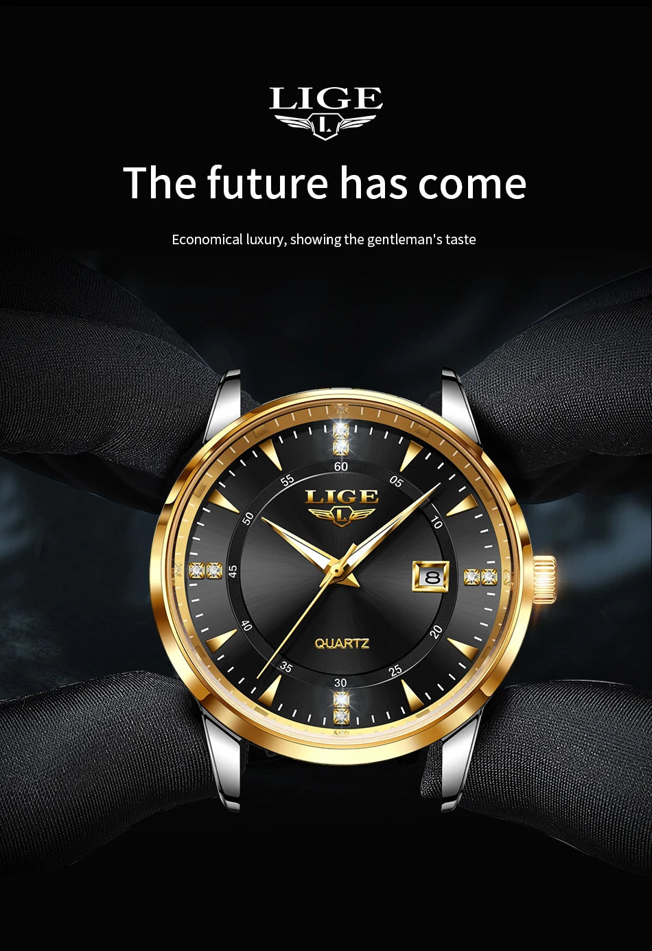 LIGE Luxury Quartz Wristwatches Mens Watch Stainless Steel Watches Luminous Date Waterproof Outdoor Diving Sports Watch reloj