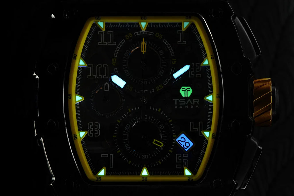 TSAR BOMBA Luxury Tonneau Quartz Watch for Men Japanese Movement, Stainless Steel Case,  Elegant Dress Wristwatch