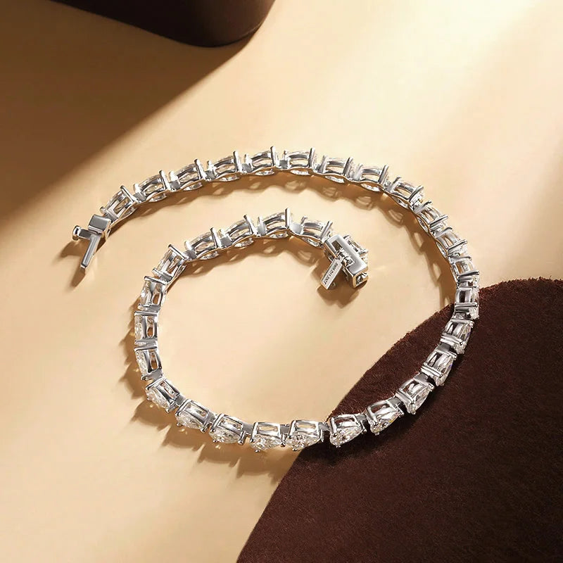 3*5mm Pear Cut D Color Full Moissanite Tennis Bracelet for Women Men 925 Sterling Silver Waterdrop Shape Hand Chain Fine Jewelry