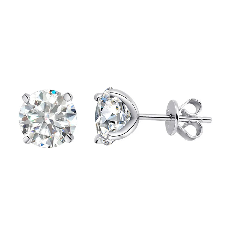 Certified 0.1-5ct Moissanite Stud Earrings for Women Man Party Sparkling 4 Claws Diamond Ear Studs 925 Sterling Silver Jewelry