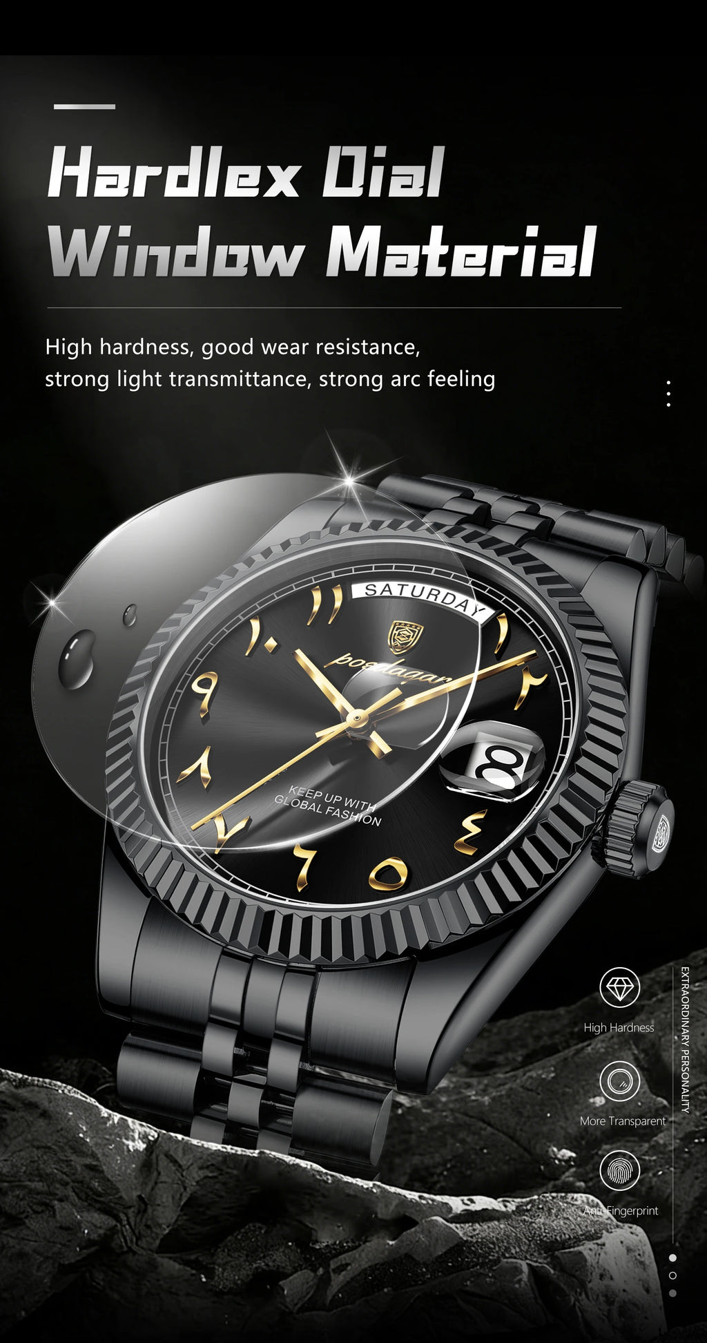 POEDAGAR Business Casual Male Clock Waterproof Date Week Fashion Men's Watch Stainless Steel Quartz Watches For Men Reloj Hombre