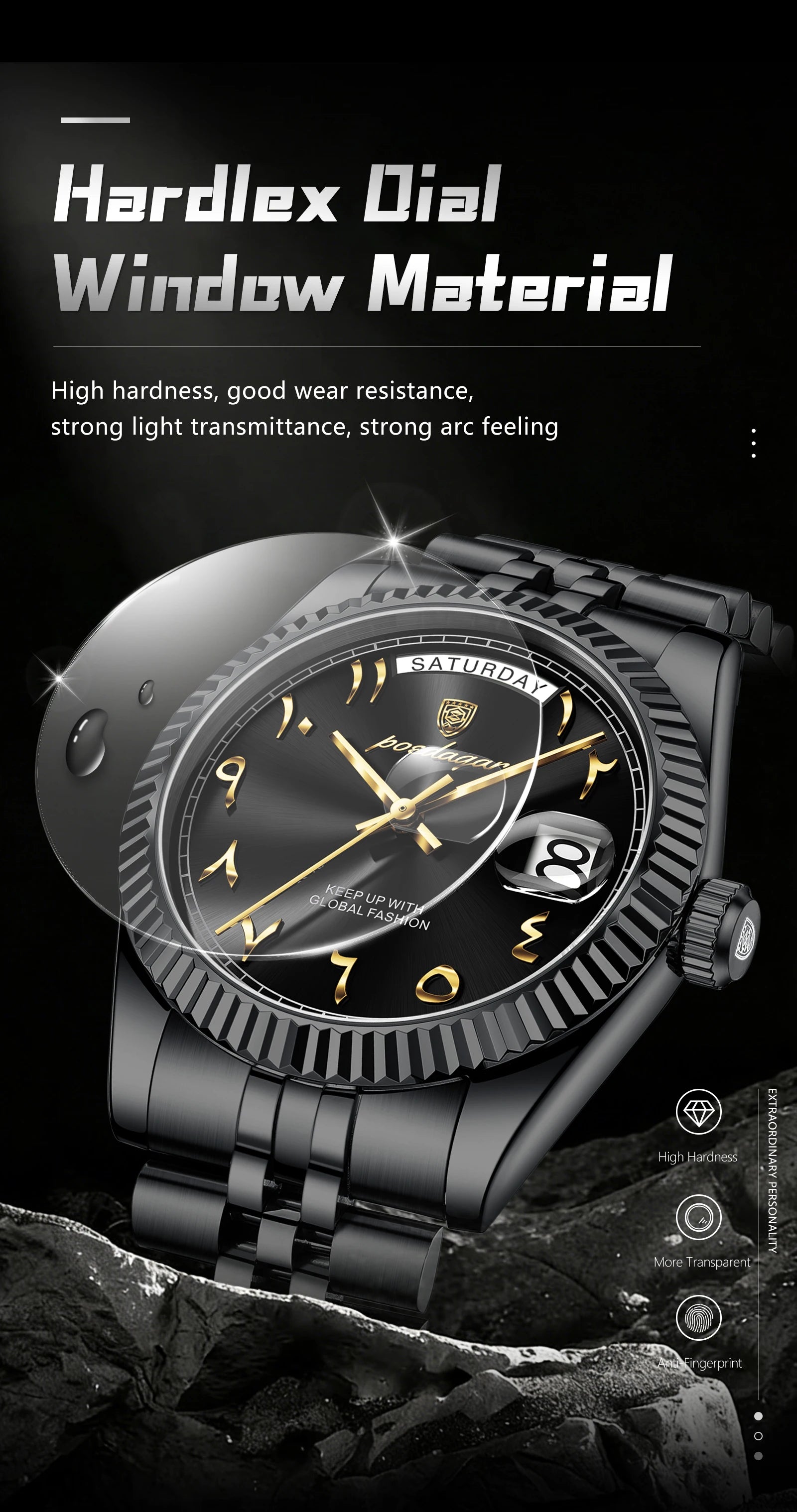 POEDAGAR Business Casual Male Clock Waterproof Date Week Fashion Men's Watch Stainless Steel Quartz Watches For Men Reloj Hombre