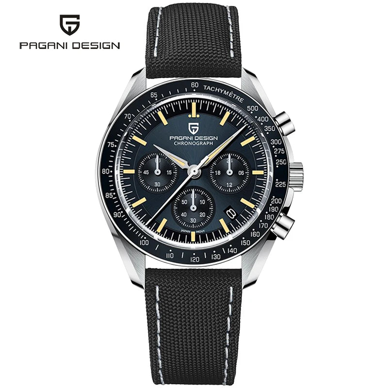 PAGANI DESIGN Silver Gold Moon Watches Luxury Quartz Watch For Men Auto Date Chronograph AR Sapphire crystal watch Men 2025 New