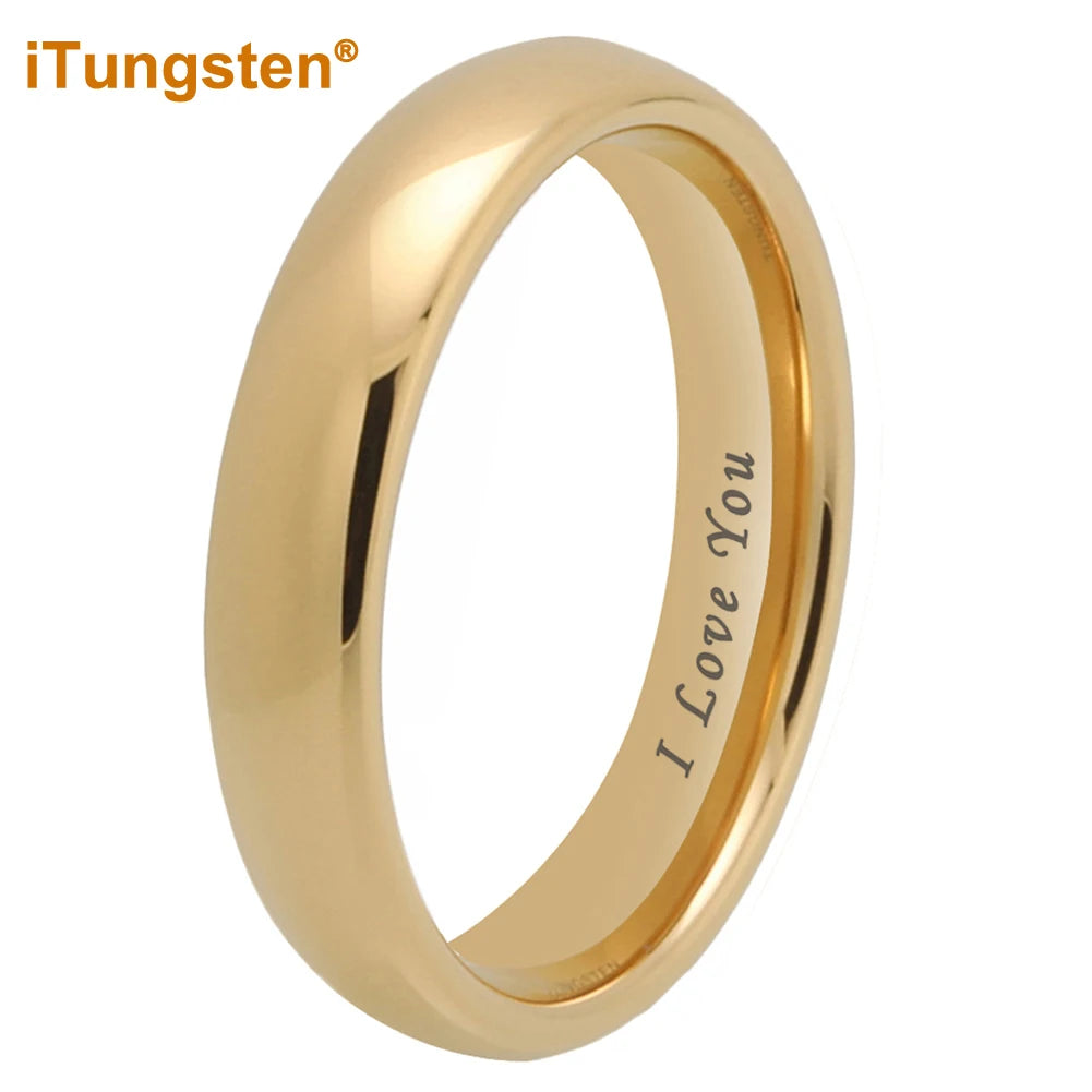 iTungsten 4/5/6/7/8/10mm Tungsten Carbide Ring Men Women Couple Wedding Band I Love You Engraved Comfort Fit