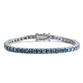 KNOBSPIN Blue Moissanite Tennis Bracelets for Women Man 3mm 4mm Lab Grow Diamond with Certificate 925 Silver Plated 18k Bracelet
