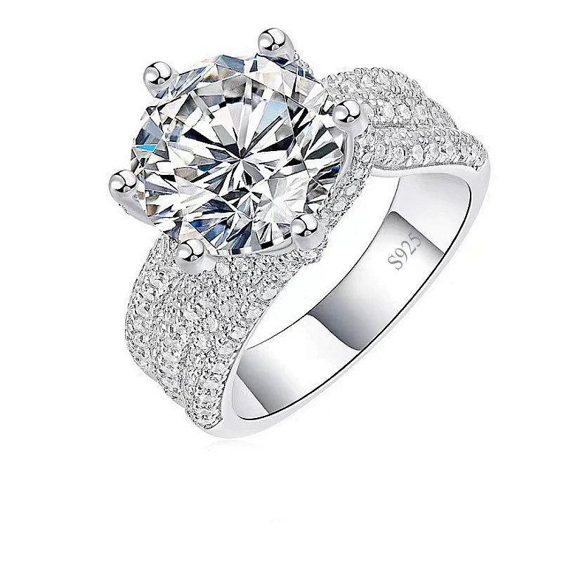 925 Sterling Silver 5 Carat Moissanite Eternity Ring Fashion Trend Temperament Design Light Luxury Niche  Senior Lady