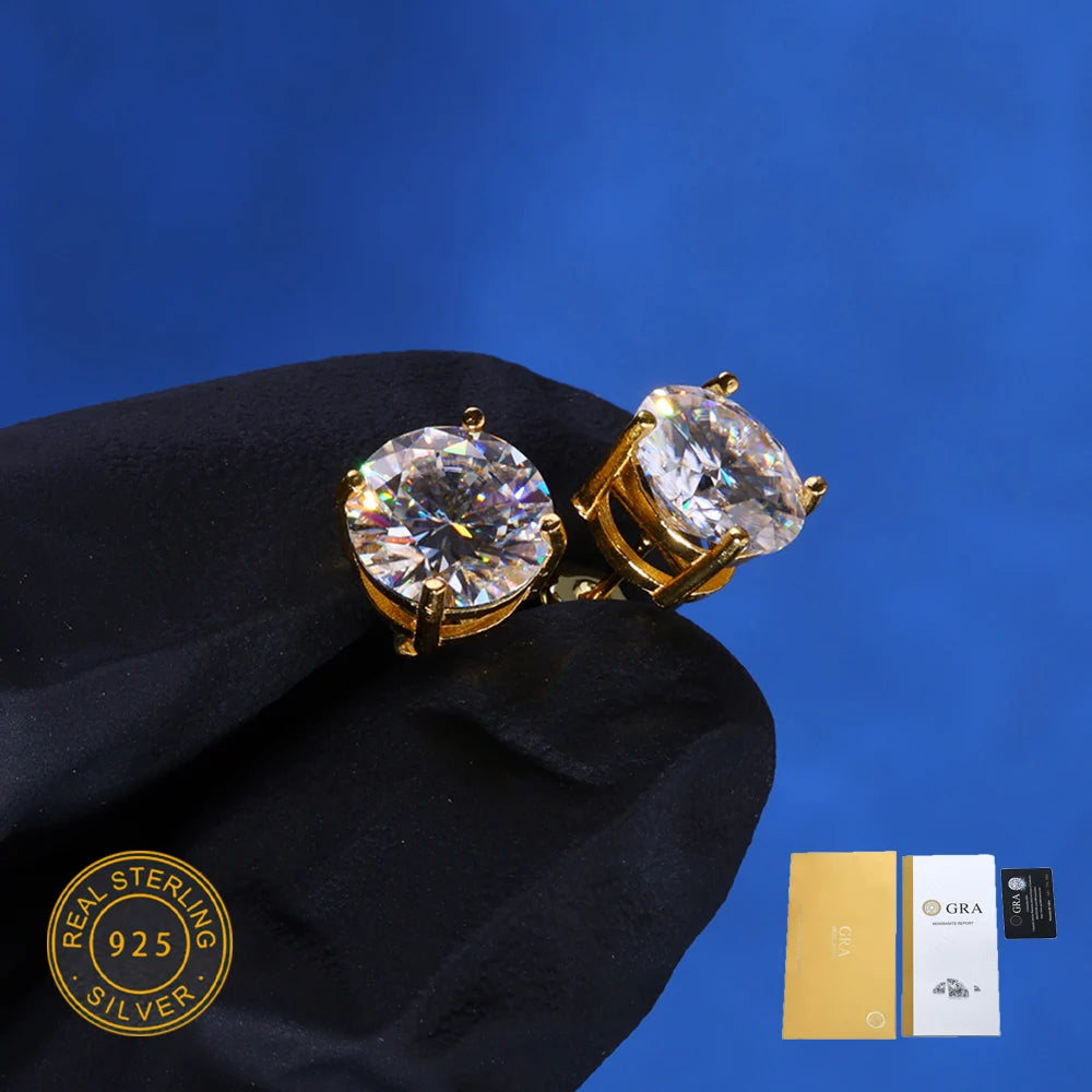 ICEBLING 4/5/6/8MM Moissanite Earrings for Women Pass Diamond Test VVS Ear Studs 925 Sterling Silver Classic Jewelry Gift