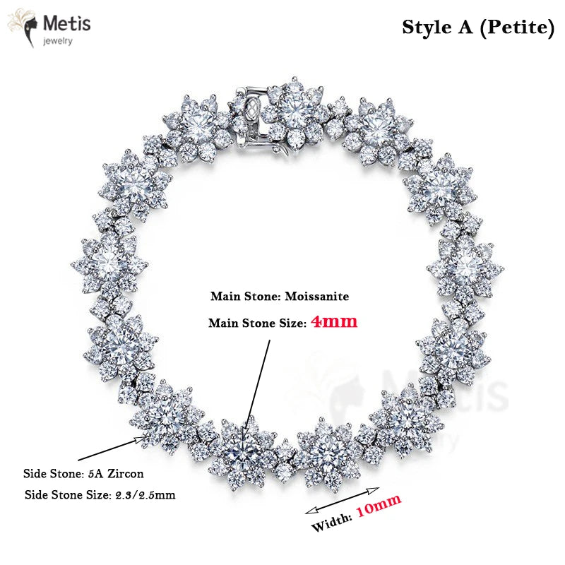 Metis D Color VVS1 Moissanite Bracelet For Women 925 Sterling Silver Diamond Sunflower Bangle Wedding Bridal Luxury Hand Jewelry