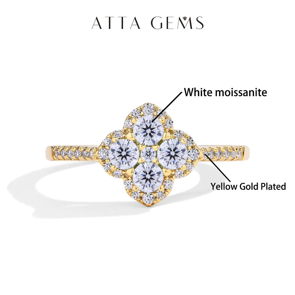 ATTAGEMS Classic Moissanite Rings for Women D Color VVS1 Real 925 Sterling Silver Engagement Wedding Party Exquisite FineJewelry