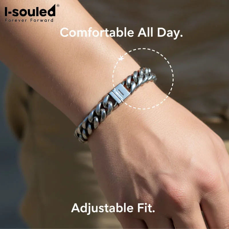 Pure Titanium Bracelet for Men - Lightweight & Hypoallergenic | Adjustable Length (19-22cm) | Perfect for Layering & Daily Wear