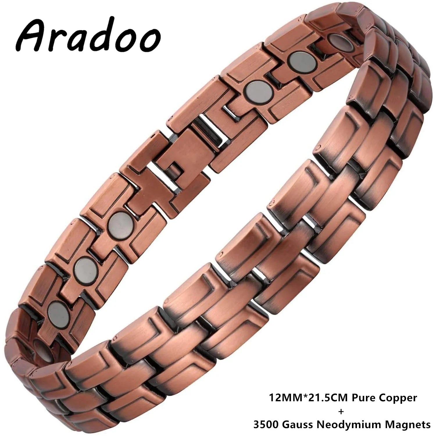 ARADOO Pure Copper Magnetic Bracelets for Men with Double-Row Strong Magnets Bracelet Jewelry Gifts