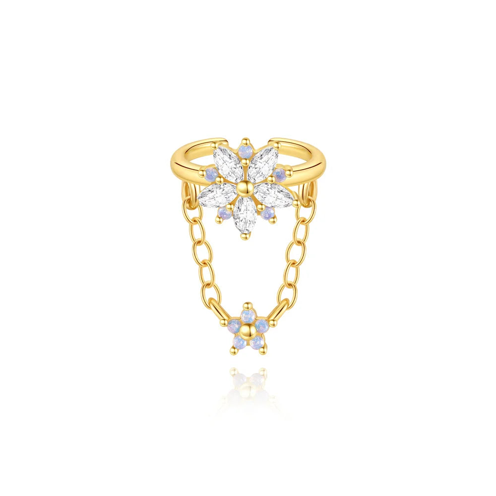AIDE 1pcs 925 Sterling Silver Zircon Earring For Women Chain Cuffs Earring Pendientes Brincos Aretes Fine Jewelry Party Gifts