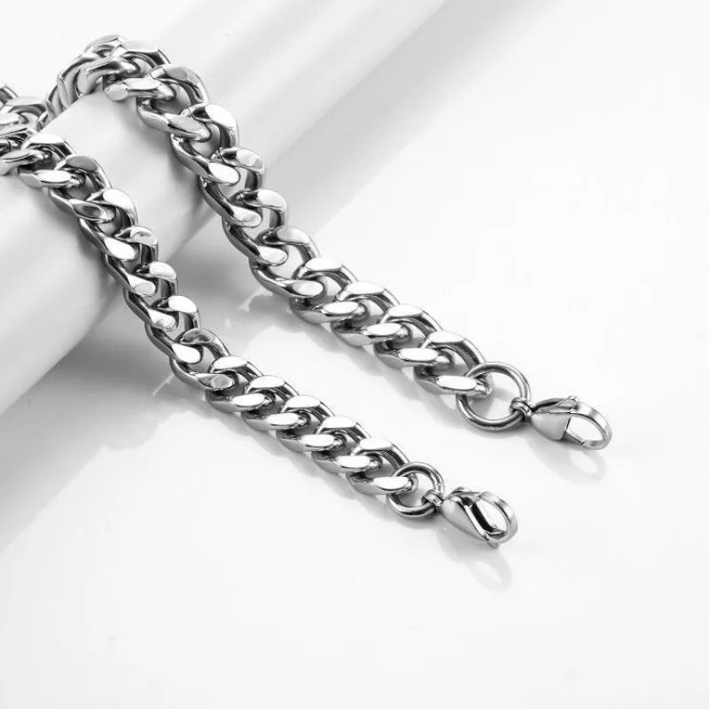 HNSP 316L Stainless Steel Chain Cuban Link Necklace For Men Accessories Jewelry Punk Street Style Thick Heavy Neck Chain Male