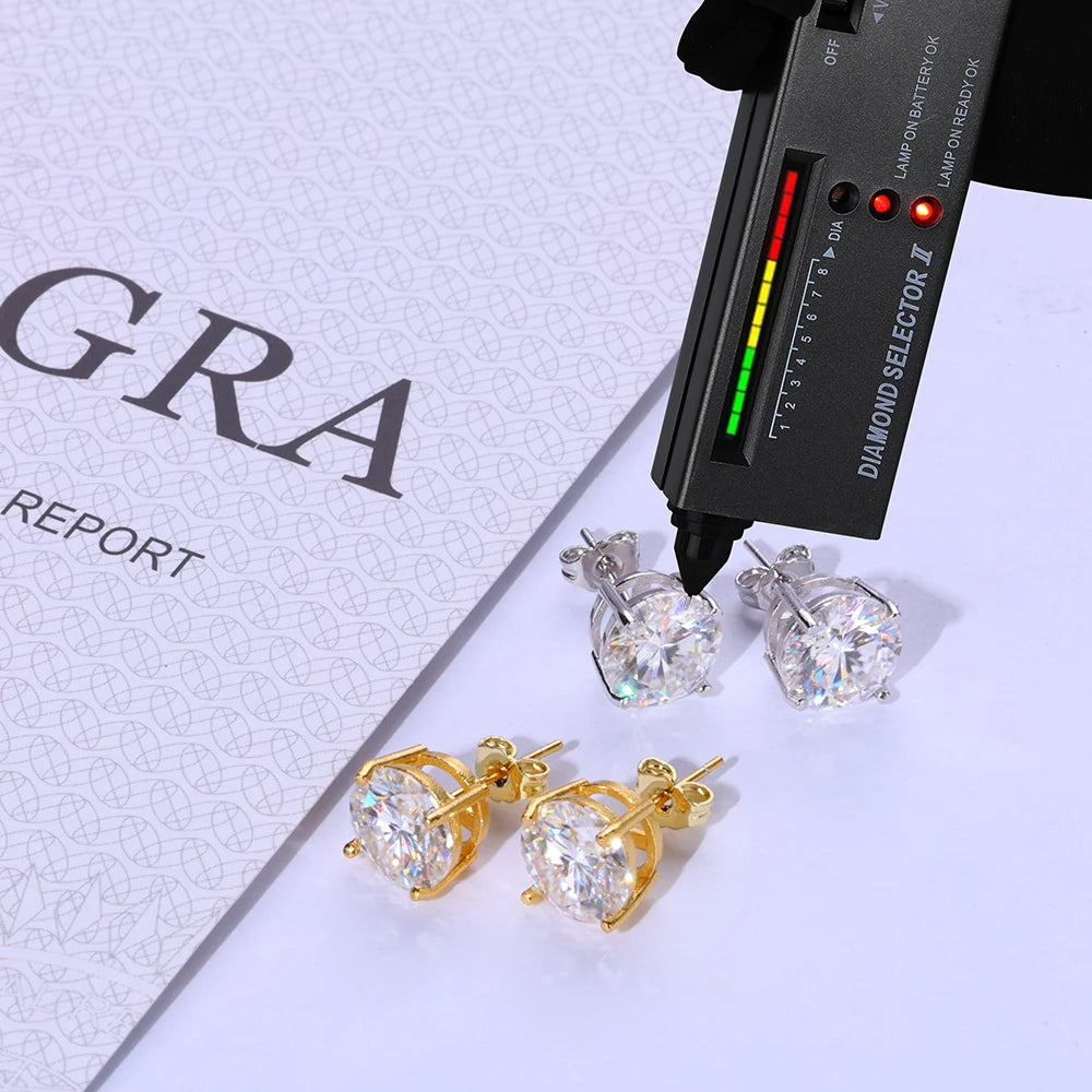 ICEBLING 4/5/6/8MM Moissanite Earrings for Women Pass Diamond Test VVS Ear Studs 925 Sterling Silver Classic Jewelry Gift