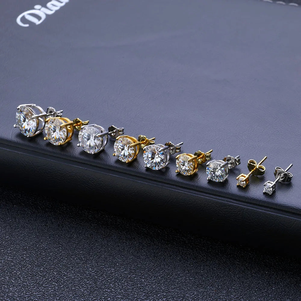 ICEBLING 4/5/6/8MM Moissanite Earrings for Women Pass Diamond Test VVS Ear Studs 925 Sterling Silver Classic Jewelry Gift