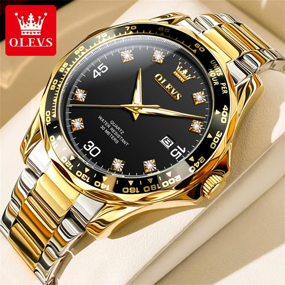 OLEVS Original Men's Quartz Watch Luxury Fashion Green Water Ghost Waterproof Men's Watch Top Class Business Sports Men's Watch