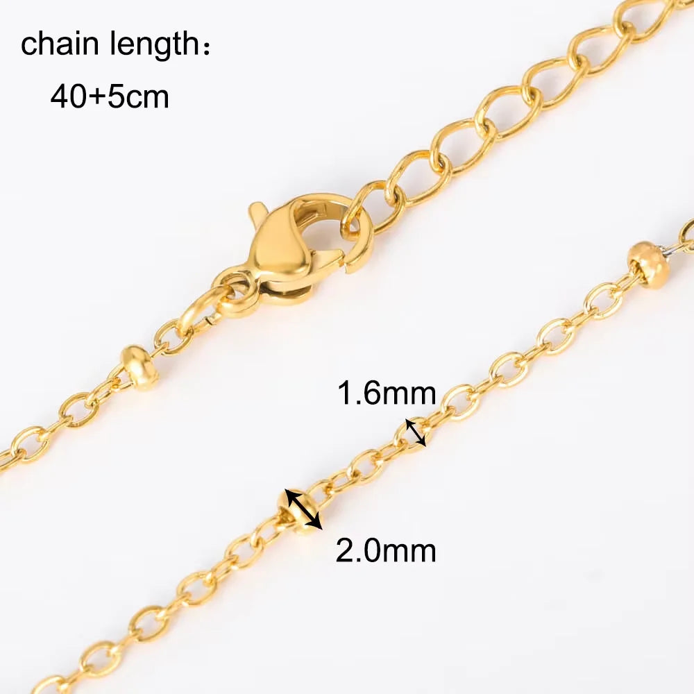 10pcs/Lot 45cm Stainless Steel 304 Link Necklace For Women Jewelry Making Accessories Diy Handmade Supplies Golden Silvery Chain