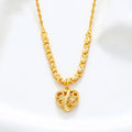 Fashion 24K real gold Heart pendant water wave chain collar senior sense 999 gold vintage quality exquisite love necklace women