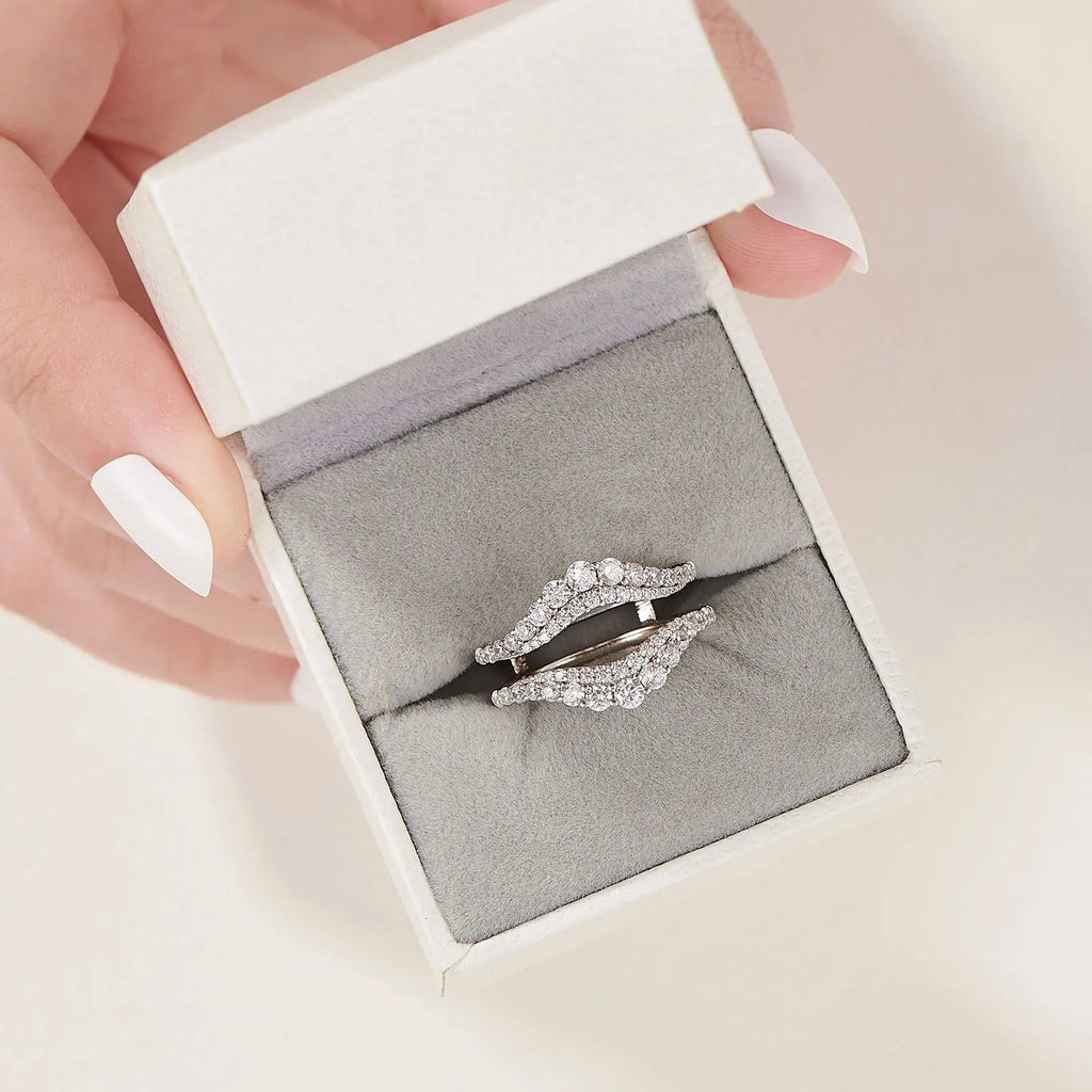 Newshe Certified Moissanite 925 Sterling Silver Ring Enhancer for Women Engagement Wedding Band Size 5-10