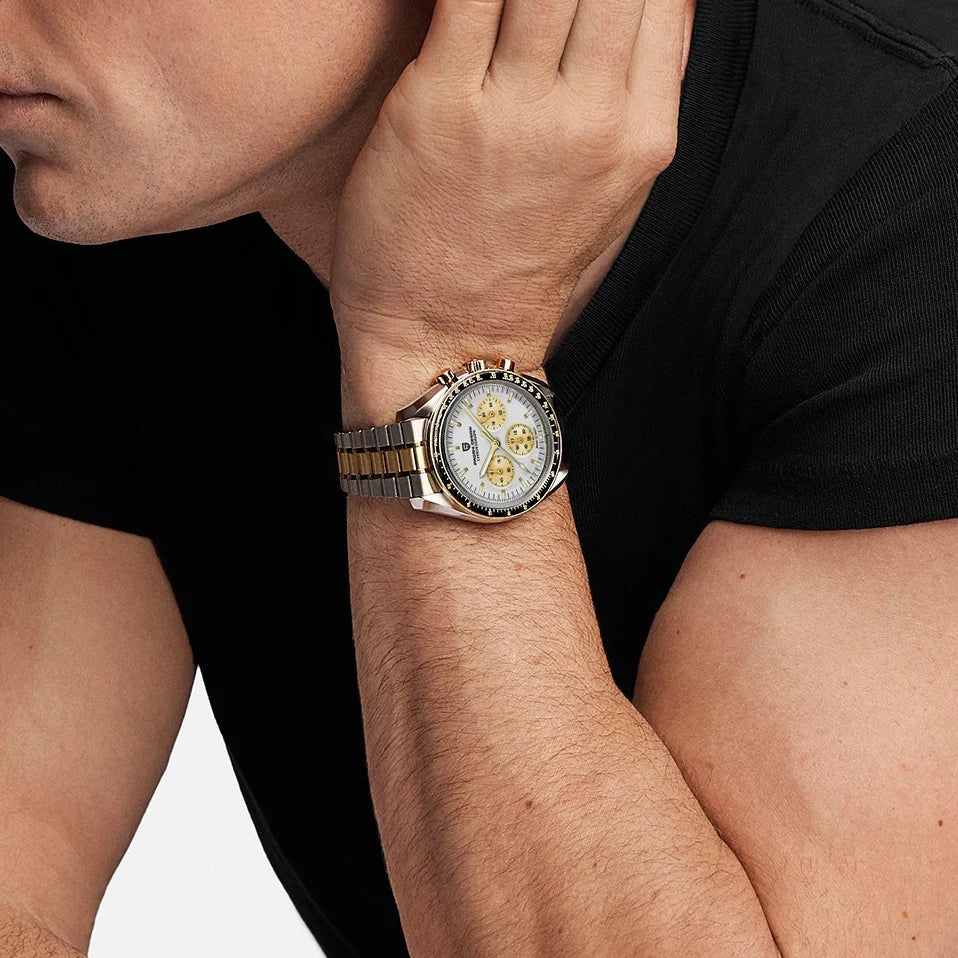 PAGANI DESIGN Silver Gold Moon Watches Luxury Quartz Watch For Men Auto Date Chronograph AR Sapphire crystal watch Men 2025 New