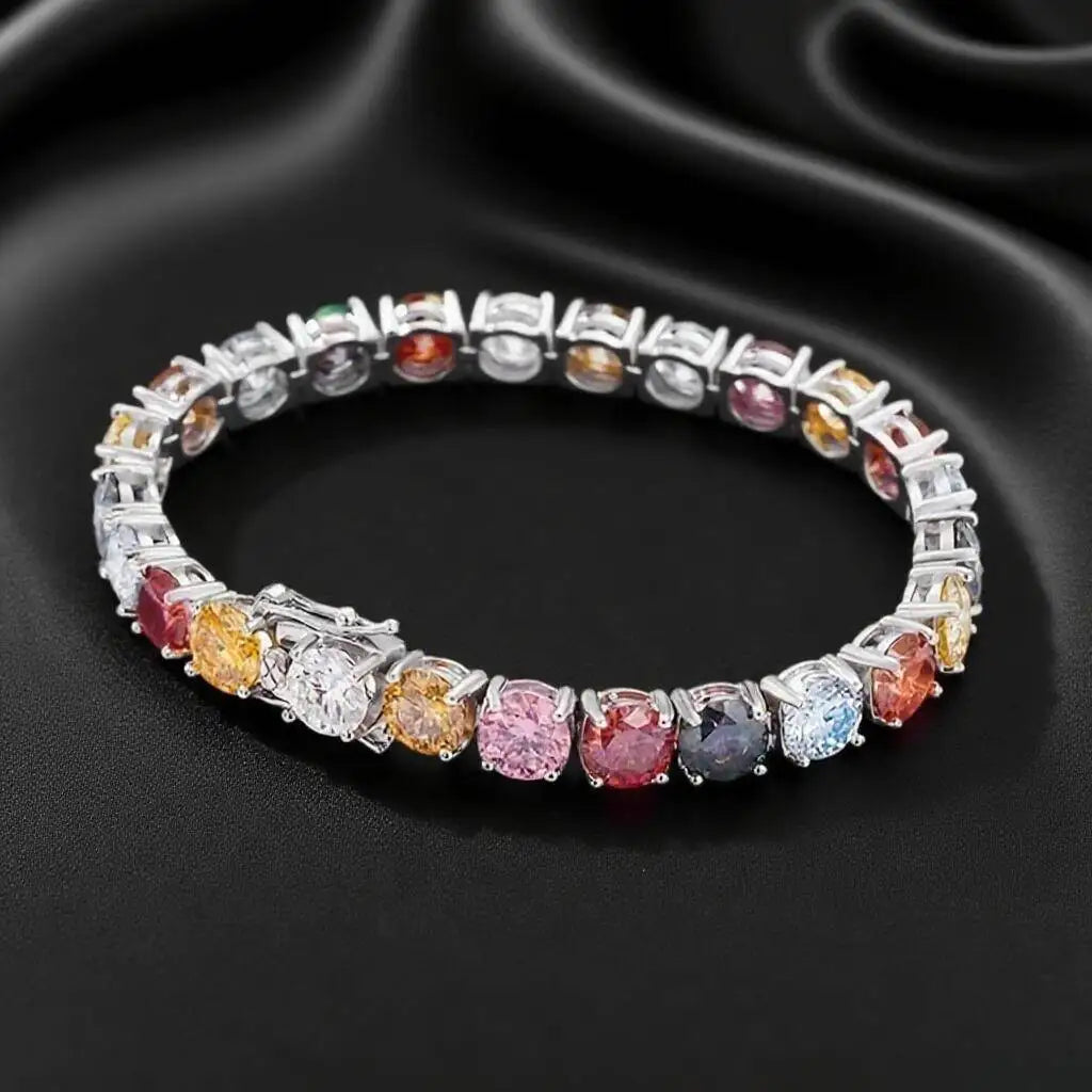 TY 3MM 5MM 6.5MM Colored Tennis Moissanite Gemstone Bracelets Hand Chain 100% 925Sterling Sier Fine Jewelry Party Gift