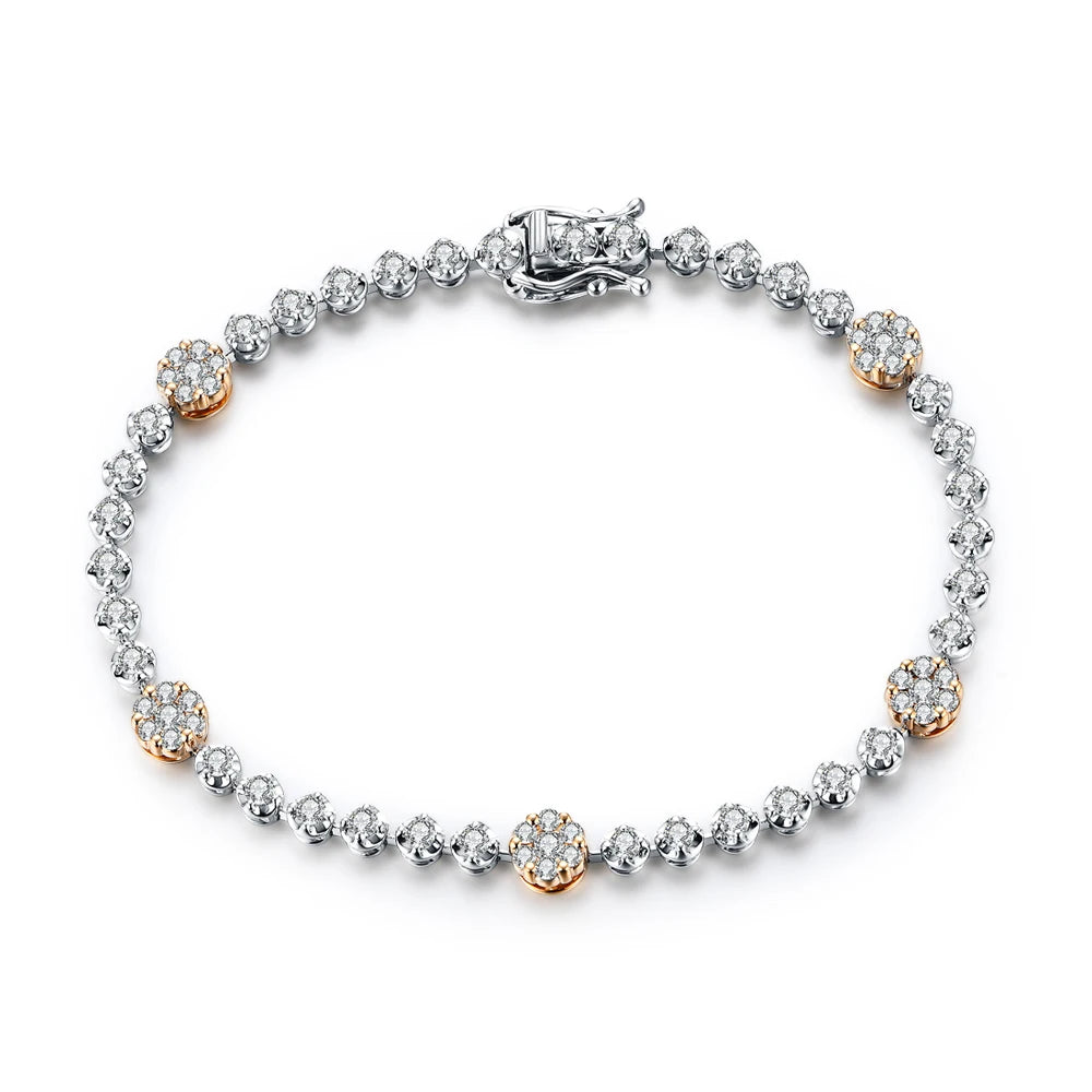 MINTYBOX S925 Sterling Silver All Moissanite Tennis Bracelets for Women D VVS1 Diamond 18k Gold Plated Wedding Fine Jewelry Gift
