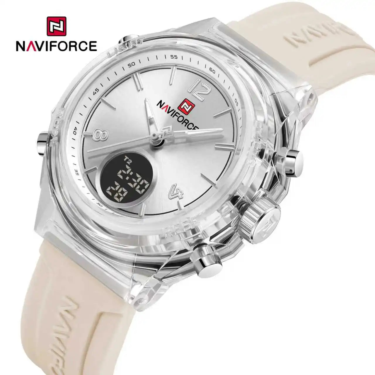 NAVIFORCE Top Brand Women's Watch Outdoor Sports Waterproof Watches Dual Time Display Quartz Wristwatches Rubber Digital Clock