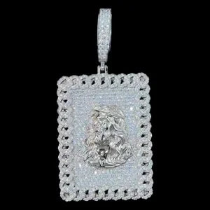 Square Minimalist Mini Iced Out Tag Pendant Necklace For Men Hip Hop Jewelry Moissanite Pendant Sterling Silver Square Pendnat